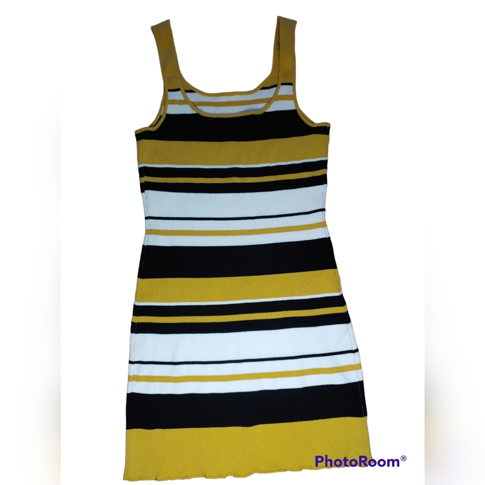 Striped Rib Knit Bodycon Dress, Medium, NWOT